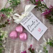 Load image into Gallery viewer, Personalised Baby Shower Favours - 3 x Heart Chocolates