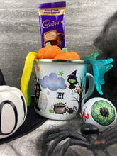Load image into Gallery viewer, Personalised Haunted House Halloween Enamel Mug