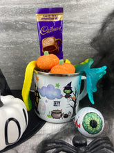 Load image into Gallery viewer, Personalised Haunted House Halloween Enamel Mug