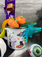Load image into Gallery viewer, Personalised Haunted House Halloween Enamel Mug