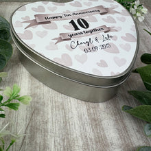 Load image into Gallery viewer, Personalised 10 Year Tin Anniversary Gift