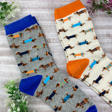 Load image into Gallery viewer, Dachshund Socks - Happy Birthday Sausage