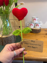 Load image into Gallery viewer, Crochet Heart Flower with Personalised Tag – Valentine’s or Galentine’s Gift-The Persnickety Co