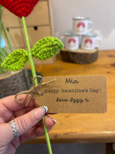 Load image into Gallery viewer, Crochet Heart Flower with Personalised Tag – Valentine’s or Galentine’s Gift