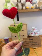 Load image into Gallery viewer, Crochet Heart Flower with Personalised Tag – Valentine’s or Galentine’s Gift