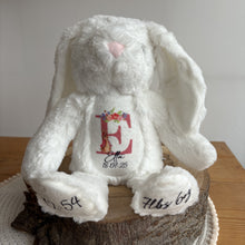 Load image into Gallery viewer, Personalised Teddy Bear Keepsake | New Baby Gift | Birth Detail Plush | Custom Baby Shower Present | Bunny