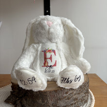 Load image into Gallery viewer, Personalised Teddy Bear Keepsake | New Baby Gift | Birth Detail Plush | Custom Baby Shower Present | Bunny