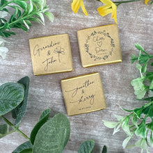 Load image into Gallery viewer, Personalised Wedding Chocolate Favours, Kraft Style Wrapped Milk Chocolates