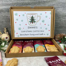 Load image into Gallery viewer, Personalised Christmas Coffee Gift Box β Costa Coffee Sachets & Gingerbread Men Biscuits