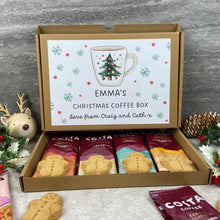 Load image into Gallery viewer, Personalised Christmas Coffee Gift Box β Costa Coffee Sachets & Gingerbread Men Biscuits