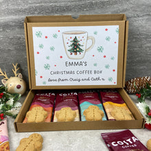 Load image into Gallery viewer, Personalised Christmas Coffee Gift Box β Costa Coffee Sachets & Gingerbread Men Biscuits