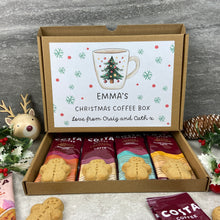 Load image into Gallery viewer, Personalised Christmas Coffee Gift Box β Costa Coffee Sachets & Gingerbread Men Biscuits