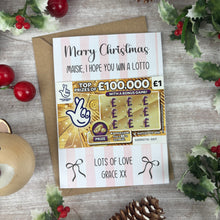 Load image into Gallery viewer, Personalised Striped Merry Christmas Scratch Card - I Hope You Win A Lotto