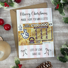 Load image into Gallery viewer, Personalised Striped Merry Christmas Scratch Card - I Hope You Win A Lotto