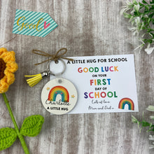 Load image into Gallery viewer, Back to School Pocket Hug Keyring - Bright Rainbow