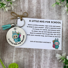 Load image into Gallery viewer, Back to School Pocket Hug Keyring - Blue Monster