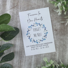 Load image into Gallery viewer, Personalised Funeral Forget Me Not Seed Packets