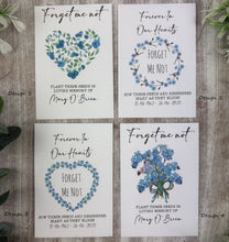 Load image into Gallery viewer, Personalised Funeral Forget Me Not Seed Packets-The Persnickety Co