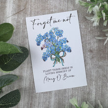 Load image into Gallery viewer, Personalised Funeral Forget Me Not Seed Packets