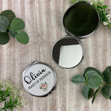 Load image into Gallery viewer, Personalised Bridesmaid Silver Compact Mirror