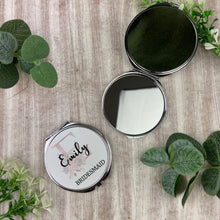 Load image into Gallery viewer, Personalised Bridesmaid Silver Compact Mirror