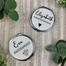 Load image into Gallery viewer, Personalised Bridesmaid Silver Compact Mirror