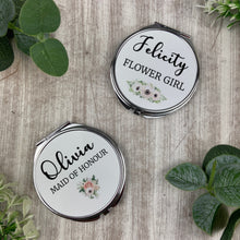 Load image into Gallery viewer, Personalised Bridesmaid Silver Compact Mirror