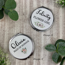 Load image into Gallery viewer, Personalised Bridesmaid Silver Compact Mirror