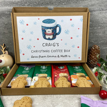 Load image into Gallery viewer, Personalised Christmas Coffee Letterbox Gift – Starbucks Coffee Sachets & Gingerbread Men Biscuits-The Persnickety Co