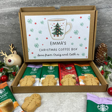 Load image into Gallery viewer, Personalised Christmas Coffee Gift Box β Starbucks Coffee Sachets & Gingerbread Men Biscuits