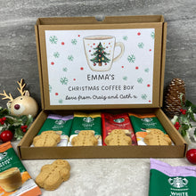 Load image into Gallery viewer, Personalised Christmas Coffee Gift Box β Starbucks Coffee Sachets & Gingerbread Men Biscuits-The Persnickety Co