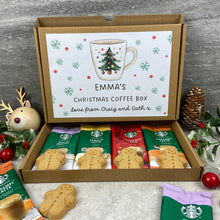 Load image into Gallery viewer, Personalised Christmas Coffee Gift Box β Starbucks Coffee Sachets & Gingerbread Men Biscuits