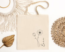 Load image into Gallery viewer, Personalised Birth Flower Tote Bag