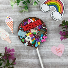 Load image into Gallery viewer, Personalised Unicorn Chocolate Lollipop