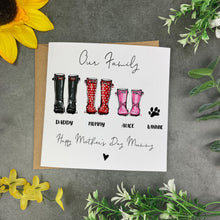 Load image into Gallery viewer, Wellie Family Happy Mothers Day card