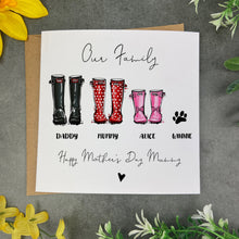 Load image into Gallery viewer, Wellie Family Happy Mothers Day card