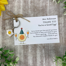 Load image into Gallery viewer, Personalised Teacher Keyring – You’re a Good Egg