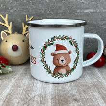 Load image into Gallery viewer, Personalised Festive Friends 'Believe' Enamel Mug