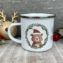 Load image into Gallery viewer, Personalised Festive Friends 'Believe' Enamel Mug