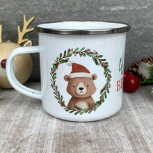 Load image into Gallery viewer, Personalised Festive Friends 'Believe' Enamel Mug-The Persnickety Co