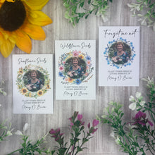 Load image into Gallery viewer, Personalised Funeral Seed Favour | Memorial Seeds with Photo | Sunflower, Wildflower or Forget-Me-Not Wreath
