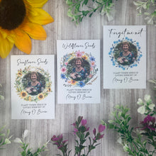 Load image into Gallery viewer, Personalised Funeral Seed Favour | Memorial Seeds with Photo | Sunflower, Wildflower or Forget-Me-Not Wreath
