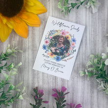 Load image into Gallery viewer, Personalised Funeral Seed Favour | Memorial Seeds with Photo | Sunflower, Wildflower or Forget-Me-Not Wreath