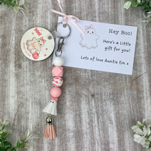 Load image into Gallery viewer, Personalised Pink Ghost Keychain-The Persnickety Co