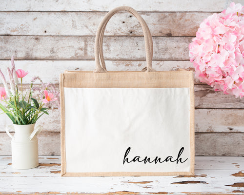 Personalised Name Jute Bag-The Persnickety Co