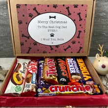 Load image into Gallery viewer, Merry Christmas Personalised Dog Mum/Dad Chocolate Box - Red Bone pattern-The Persnickety Co