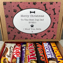 Load image into Gallery viewer, Merry Christmas Personalised Dog Mum/Dad Chocolate Box - Red Bone pattern