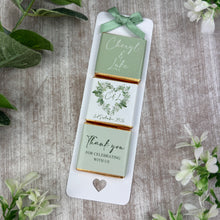 Load image into Gallery viewer, Personalised Sage Green Botanical Wedding Favours