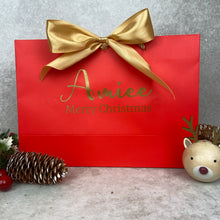 Load image into Gallery viewer, Personalised Christmas Gift Bag - Red & Gold