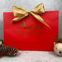 Load image into Gallery viewer, Personalised Christmas Gift Bag - Red & Gold